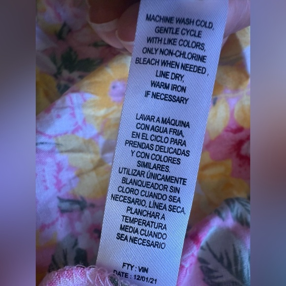 Jolie & Joy Women's Pink Yellow Flowy Ruffle Floral Smocked Mini Dress Size 2X - Picture 5 of 14